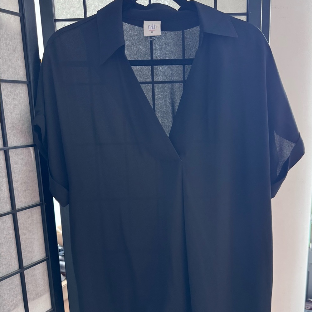 CAbi Classic Black V-Neck Blouse